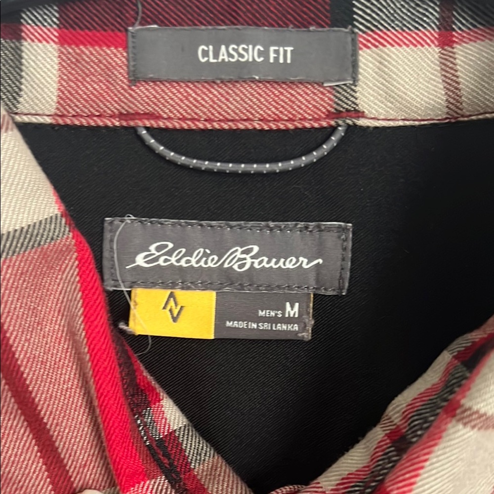 Eddie Bauer Red and Cream Checkered Shirt